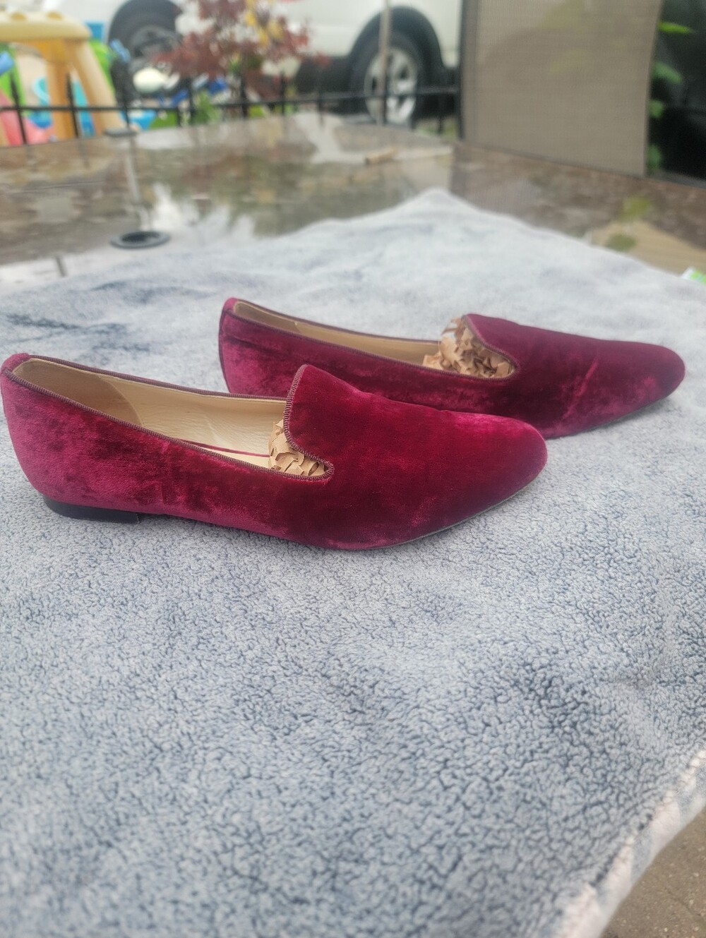 M.Gemi The Petalo Due Bordeaux Tuscan Velvet Smoking Loafers 37.5